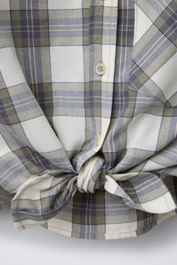 ZARA РУБАШКА В КЛЕТКУ С УЗЛОМ, ХАКИ