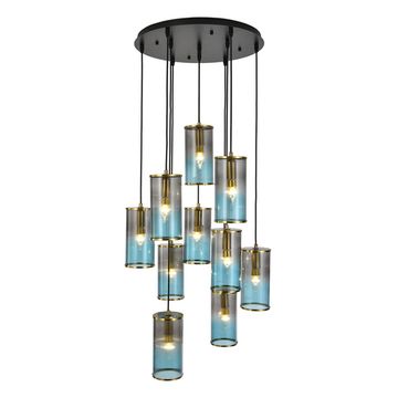 Подвесной светильник 10*E14 8401/10 черный/античная бронза/серо-синий Moderni Murano Lumion