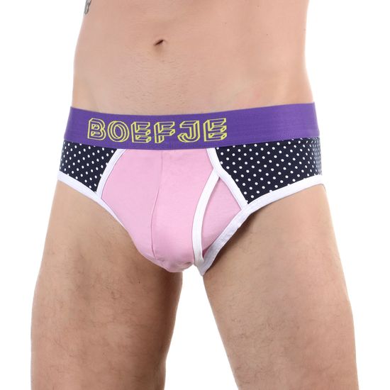 Мужские трусы брифы черно-розовые Boefje