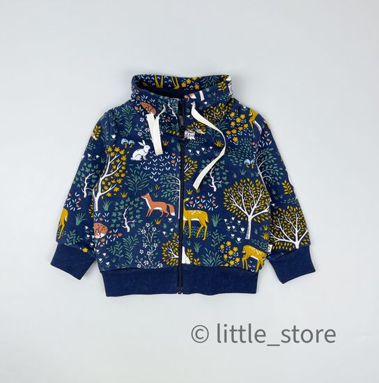 Толстовка из футера с начесом "Осенний лес" индиго