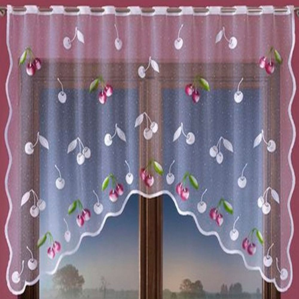 Занавеска "Ф. ВИШЕНКИ" сверху - прорези для продевания гардинной штанги, Польша. Занавеска "Ф. ВИШЕНКИ" сверху - прорези для продевания гардинной штанги, Польша.