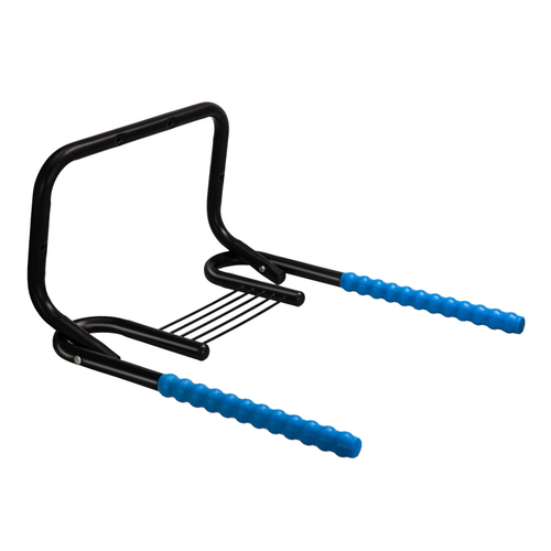 Держатель вело настенный "ГОРИЗОНТАЛЬНЫЙ" + ПОЛКА до 20кг сталь, широкий, складной, с антицарап. покрыт. синий H040B HORST