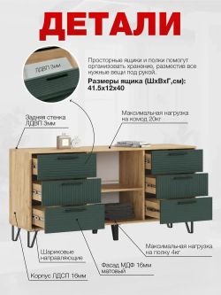 Комод "Флэш" (браш мени грин/дуб крафт) МФ Миф, г. Пенза