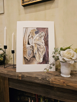 Картина авторская акварельная в паспарту 30х40 см на стену для интерьера "Ангел ночи"