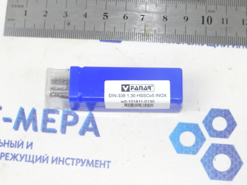 Сверло по металлу ц/х 1,3 мм DIN338 HSSCo5 INOX Fanar арт. w2-101811-0130 (10шт)