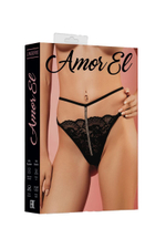 Трусики-стринги с декоративным пояском со стразами (Размер: M) (Цвет: черный)