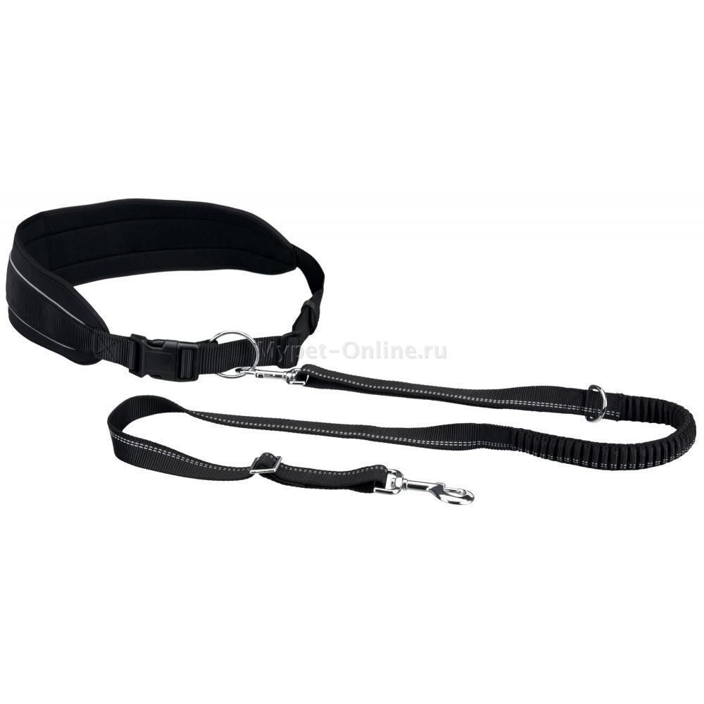 Поводок для собак Trixie Waist Belt, черный