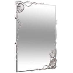 Зеркало настенное Monstera Deliciosa (Монстера) прямоугольное 80х60 Античное серебро