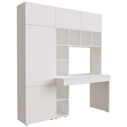 Стол письменный со стеллажом и шкафом КарИВи 1800 Белый  Белый