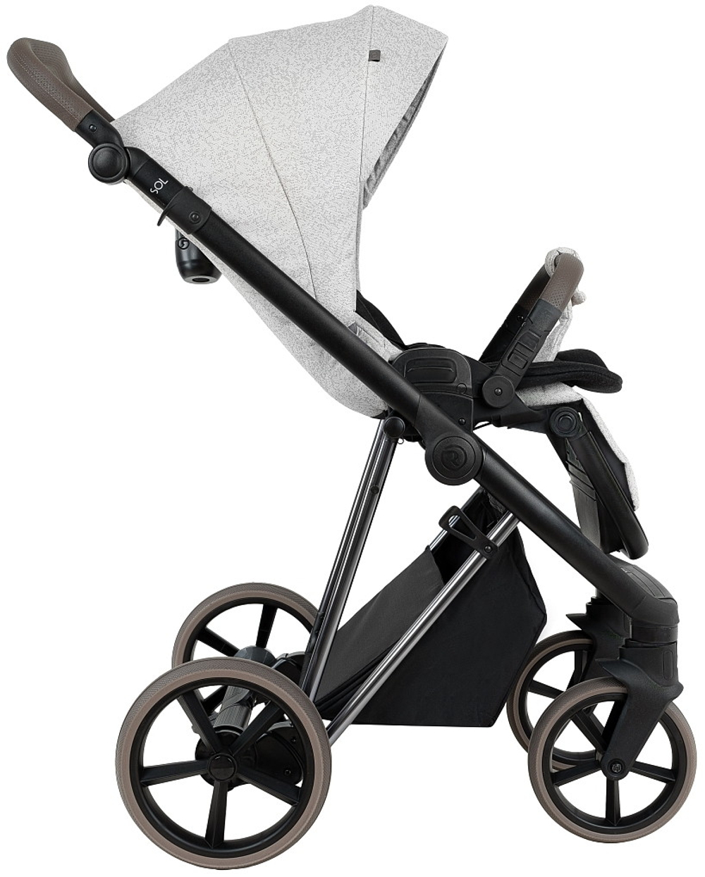 Детская коляска Roan Sol Vintage Luxury 2.0 3 в 1 с автокреслом Pituso Santiso Pro PIX/50/L Pixel/Light/Black/руч.Cappuccino
