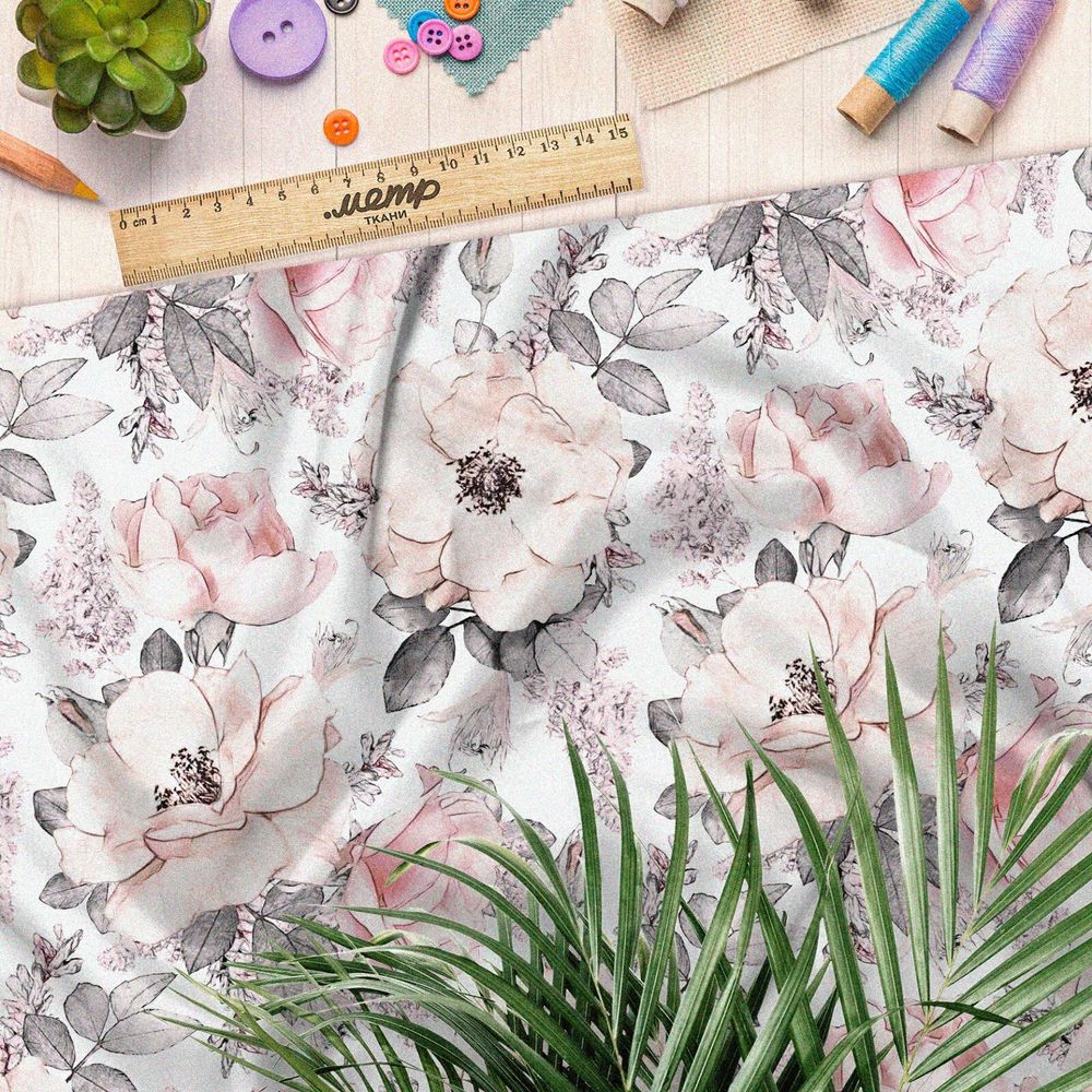 Ткань оксфорд 210 весенний богатый букет цветов