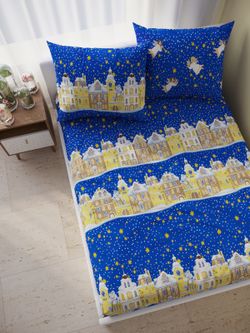 Постельное белье перкаль Сказка "Ангелы" 2-спальное Наволочка 50х70 см 2 шт Простынь на резинке 160x200 см Пододеяльник 175x215 см