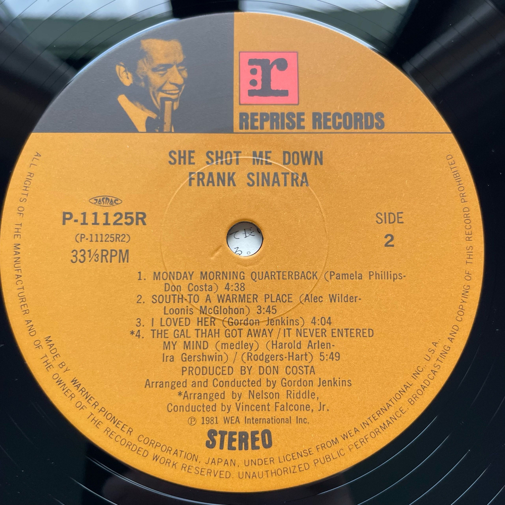 Винтажная виниловая пластинка LP Frank Sinatra She Shot Me Down (Япония 1981) (Оби)
