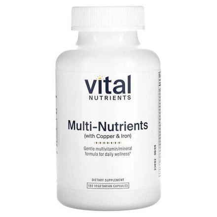 Витаминно-минеральные комплексы Vital Nutrients, Мультиэлементы (с медью и железом), 180 вегетарианских капсул