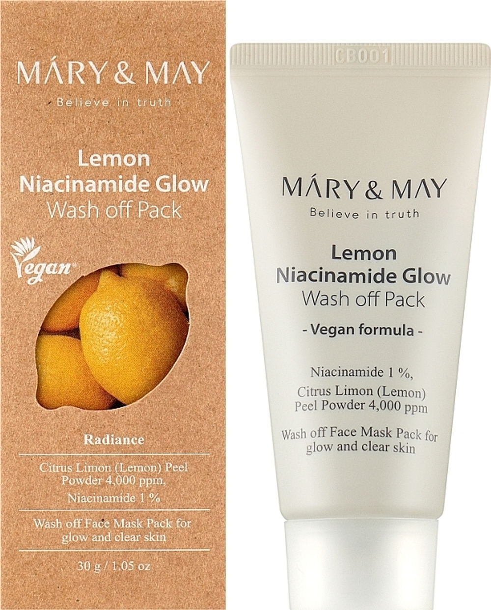 Глиняная маска для сияния кожи Mary&May Lemon Niacinamide Glow Wash Off Pack