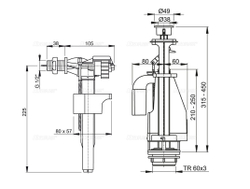 Выпускной комплект SA08AS 1/2" CHROM с двойной кнопкой, нижней пластмассовой подводкой