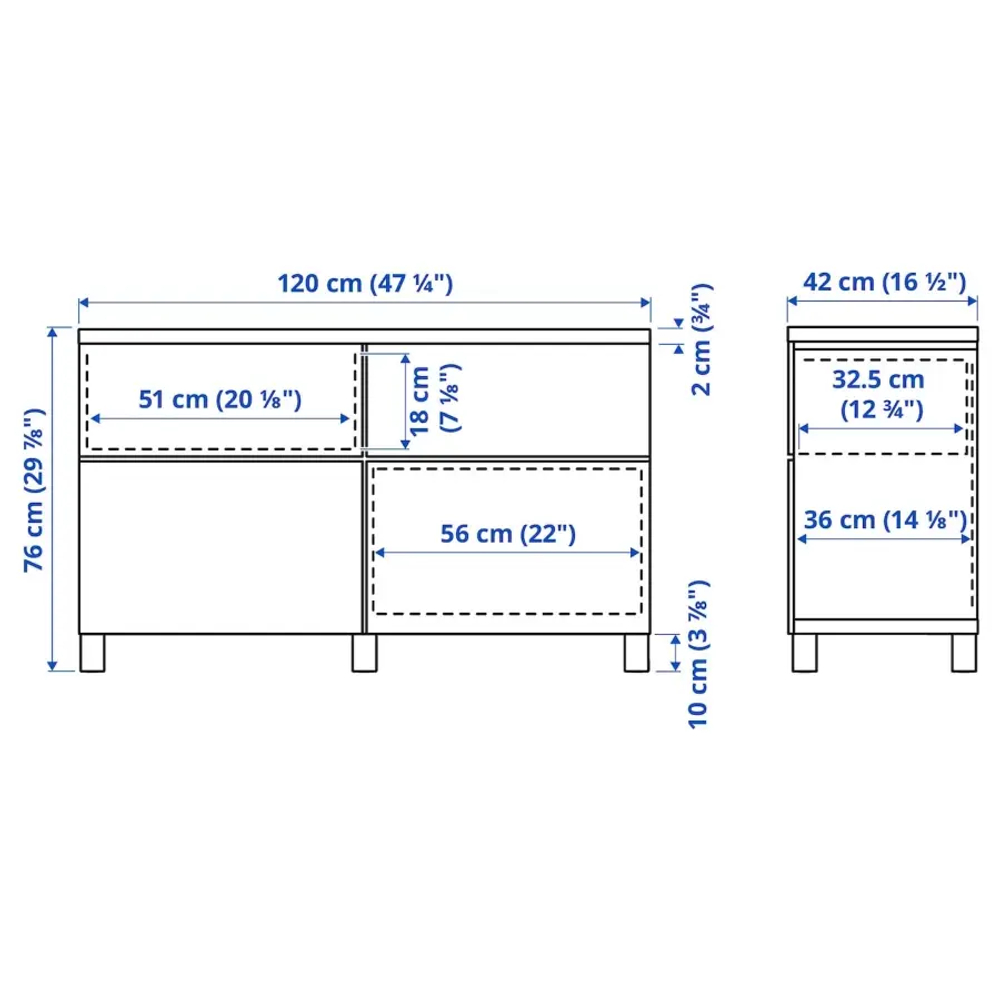 Комбинация для хранения - IKEA BESTÅ/BESTA /БЕСТА/БЕСТО ИКЕА, 120x42x76 см, черный,