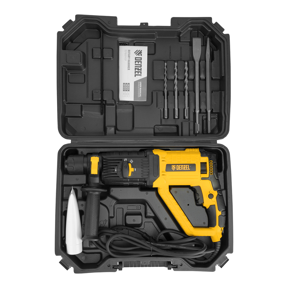 Перфоратор электрический RHB-1050-30, SDS-plus, 1050 Вт, 3,4 Дж, 4 реж.// Denzel
