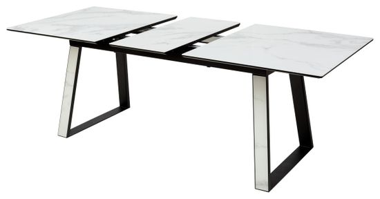 Стол Франк 160 БЕЛЫЙ МРАМОР, стекло / БЕЛЫЙ МРАМОР - ЧЕРНЫЙ