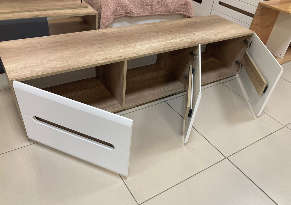 Тумба ТВ Наоми ТБ-17 дуб каньон/белый глянец