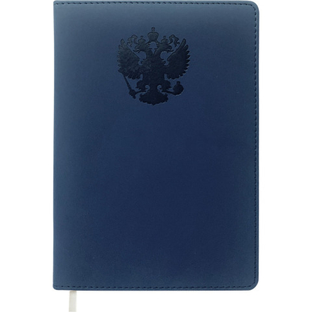 Записная книжка 145*205мм  80л. "Emblem" синяя, тв. обложка, иск. кожа, клетка