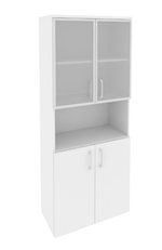 Шкаф высокий широкий с 2 комплектами дверей и стеклом в раме Onix