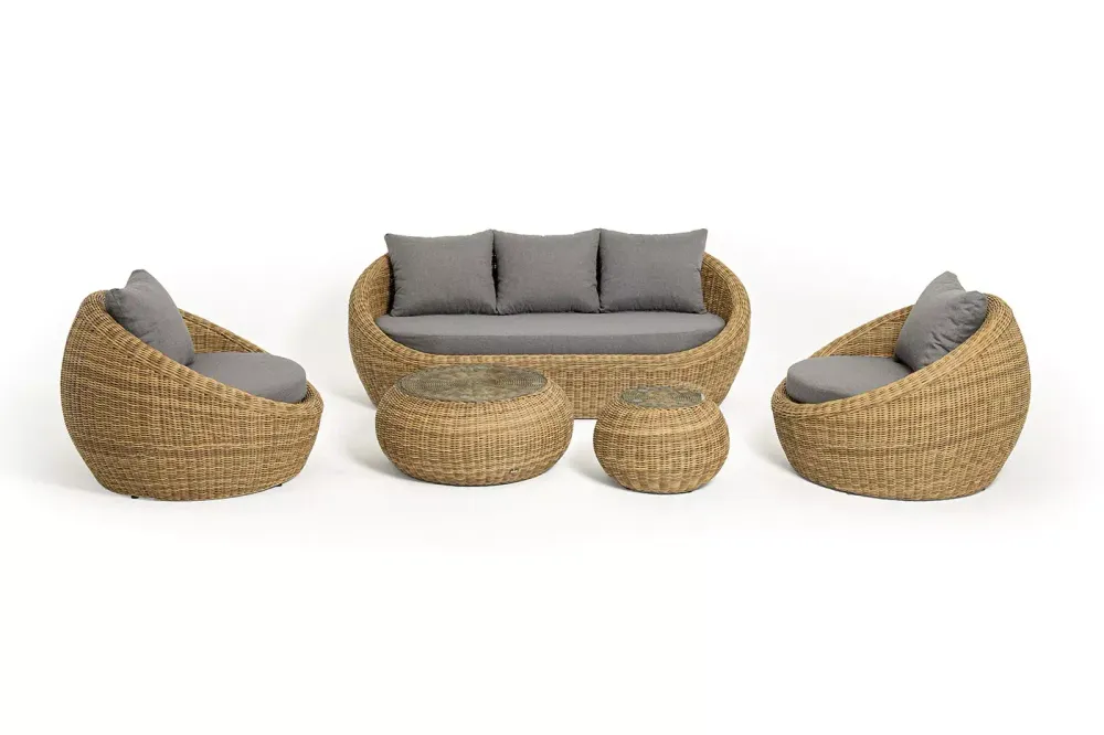 "Барселона" лаунж-зона из искусственного ротанга, цвет соломенный