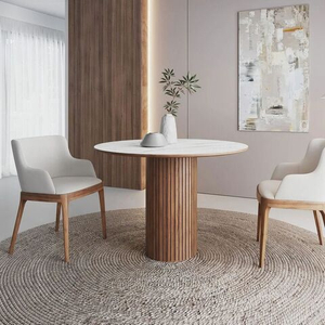 Стол круглый Denver 100, керамика матовая / опора дерево