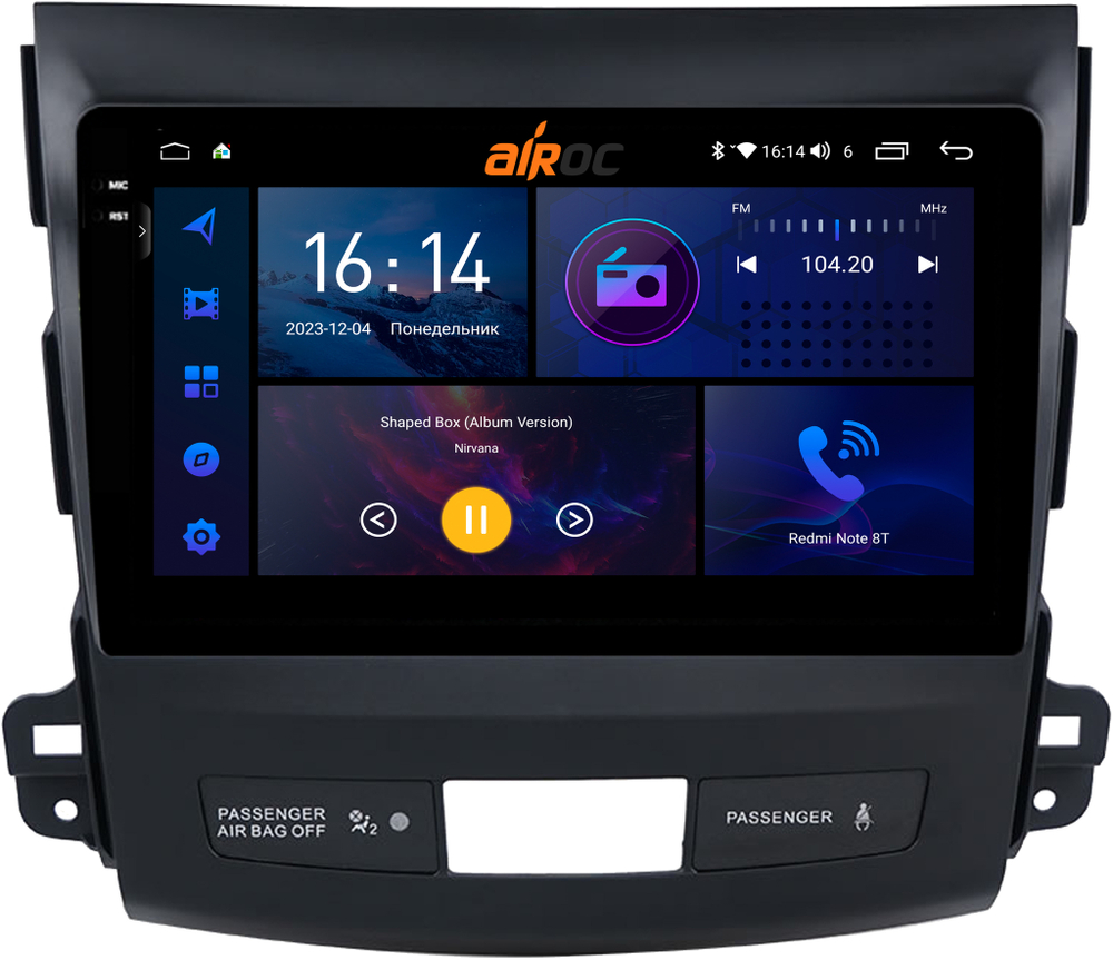 Магнитола для Mitsubishi Outlander XL, Peugeot 4007, Citroen C-Crosser - AIROC 2K RI-2606 Android 12, QLed+2K, ТОП процессор, 8/128Гб, CarPlay, SIM-слот