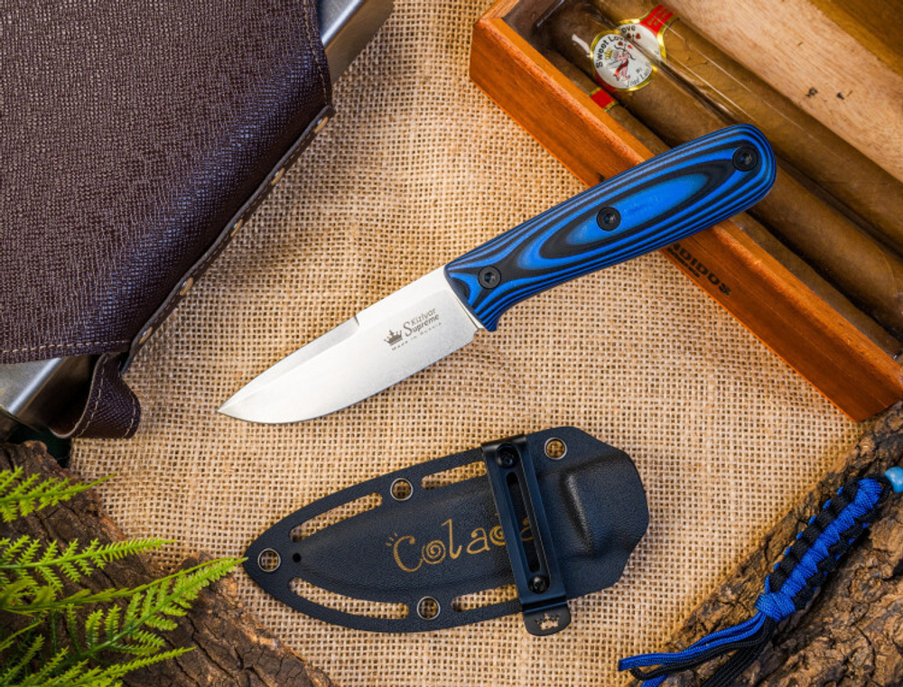 Нож Kizlyar Supreme COLADA AUS-10Co SW G10-BBLUH KS (StoneWash, G10 Black-Blue Handle, Kydex Sheath)