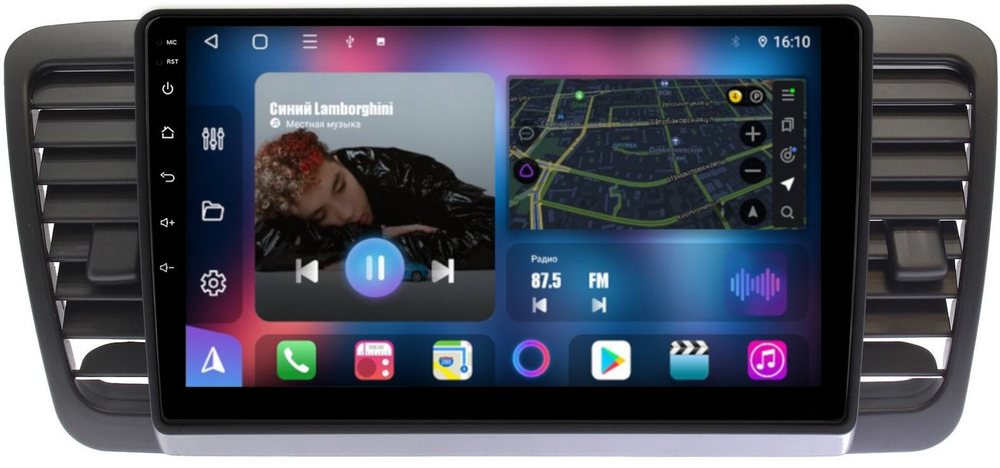 Магнитола для Subaru Legacy 4, Outback 3 2003-2009 (левый руль) - FarCar 3069M монитор 9" QLED на Android 13, 8 ядер (TS18), CarPlay, 4G SIM-слот