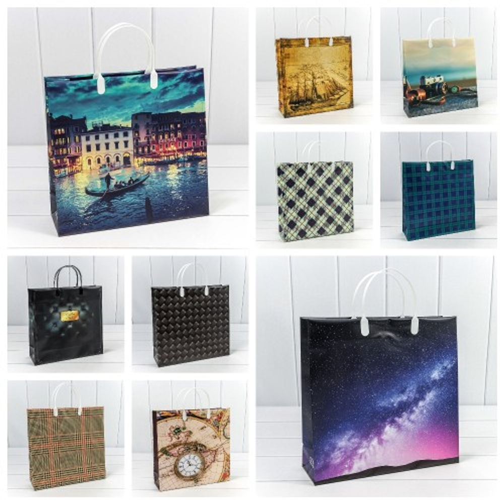 Пакет подарочный 30х30х10см Мужской (Микс)