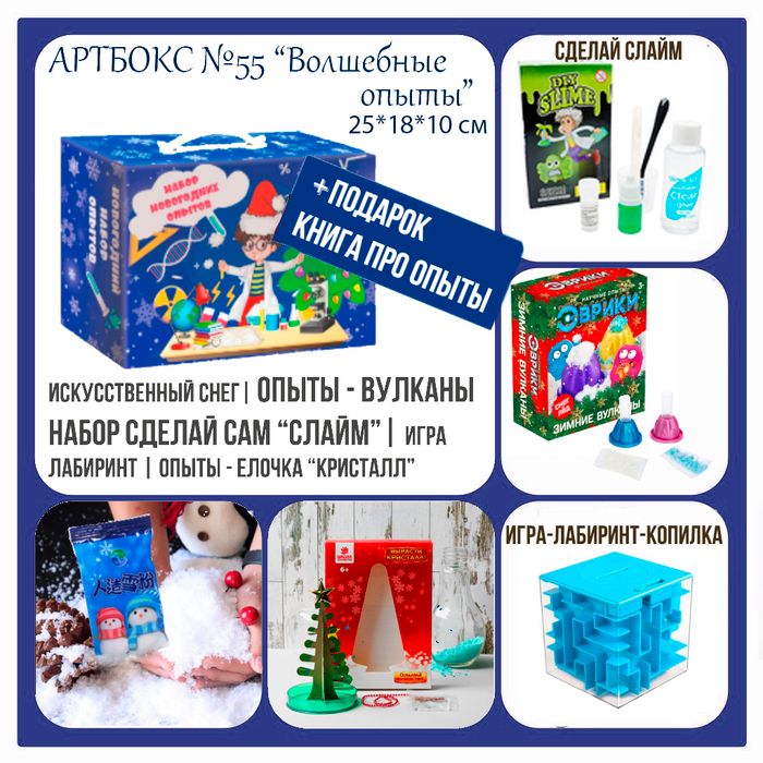 031-0055 Артбокс №055 "Новогодние опыты" (7-12 лет) (5 подарков) - купить оптом в Москве