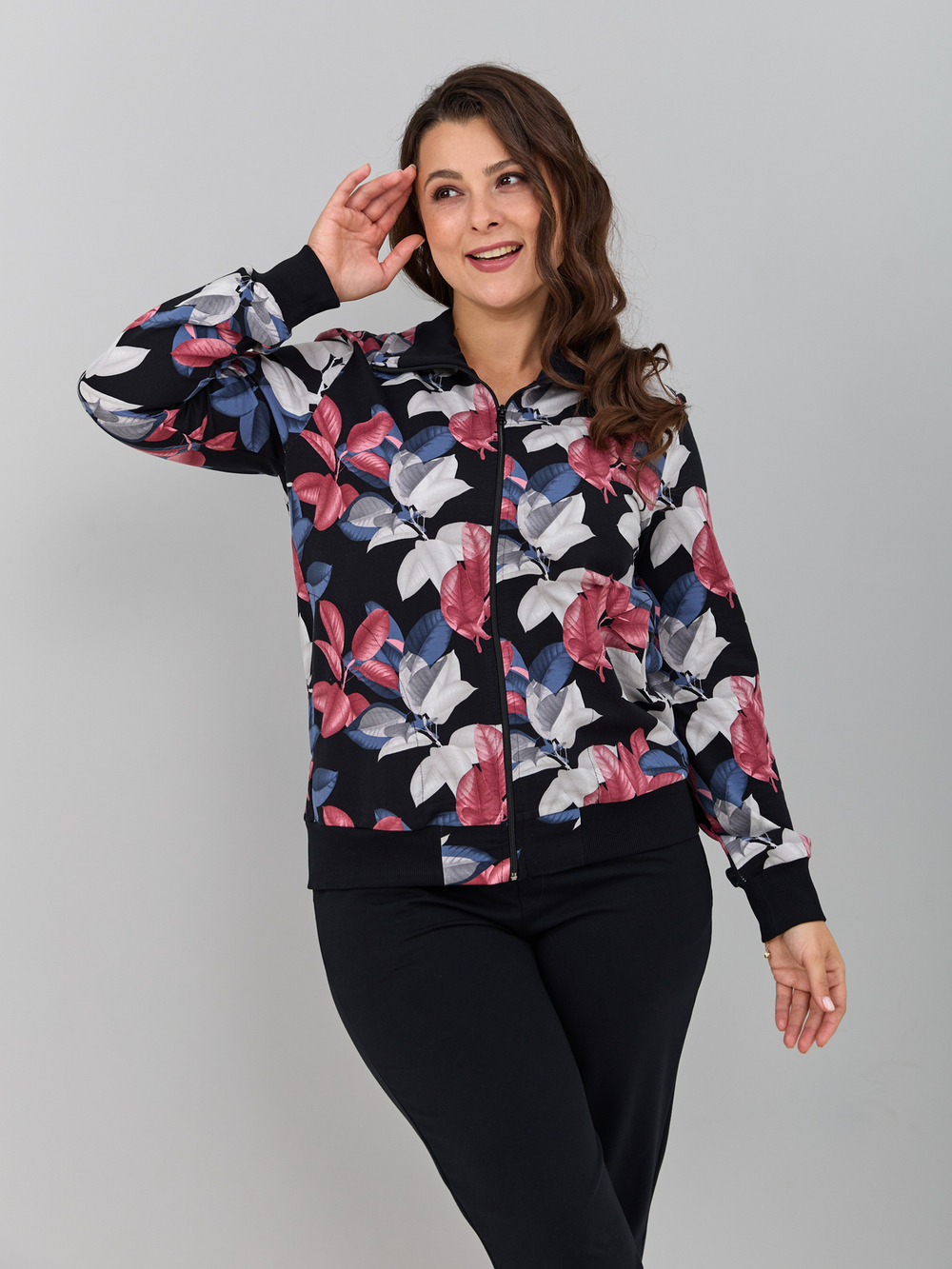 Костюм с брюками КБ-184/черныйбордо-листья