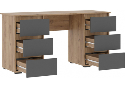 Компьютерный стол Woodville Элла ПС 02 серый графит 0162, дуб крафт золото