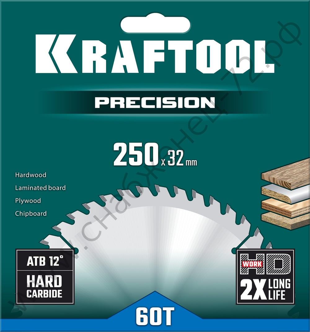 KRAFTOOL PRECISION 250х32мм 60Т, диск пильный по дереву