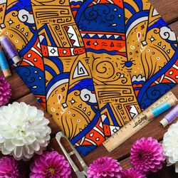 Ткань габардин полосатые египетские узоры