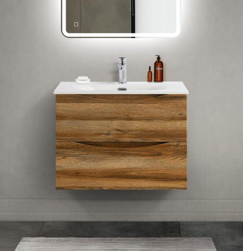 Тумба с раковиной подвесная BelBagno MARINO-CER-MINI-700-2C-SO-RR-P Rovere Rustico, раковина белая BB-8099-3-70