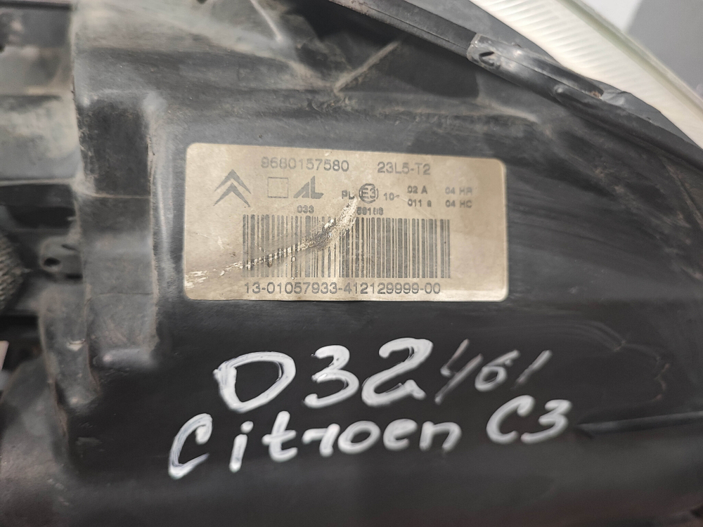 Фара левая Citroen C3 1 02-10 Б/У Оригинал 9680157580
