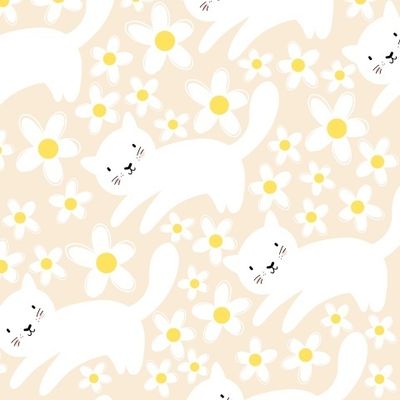 Котики и цветы (детский фон)