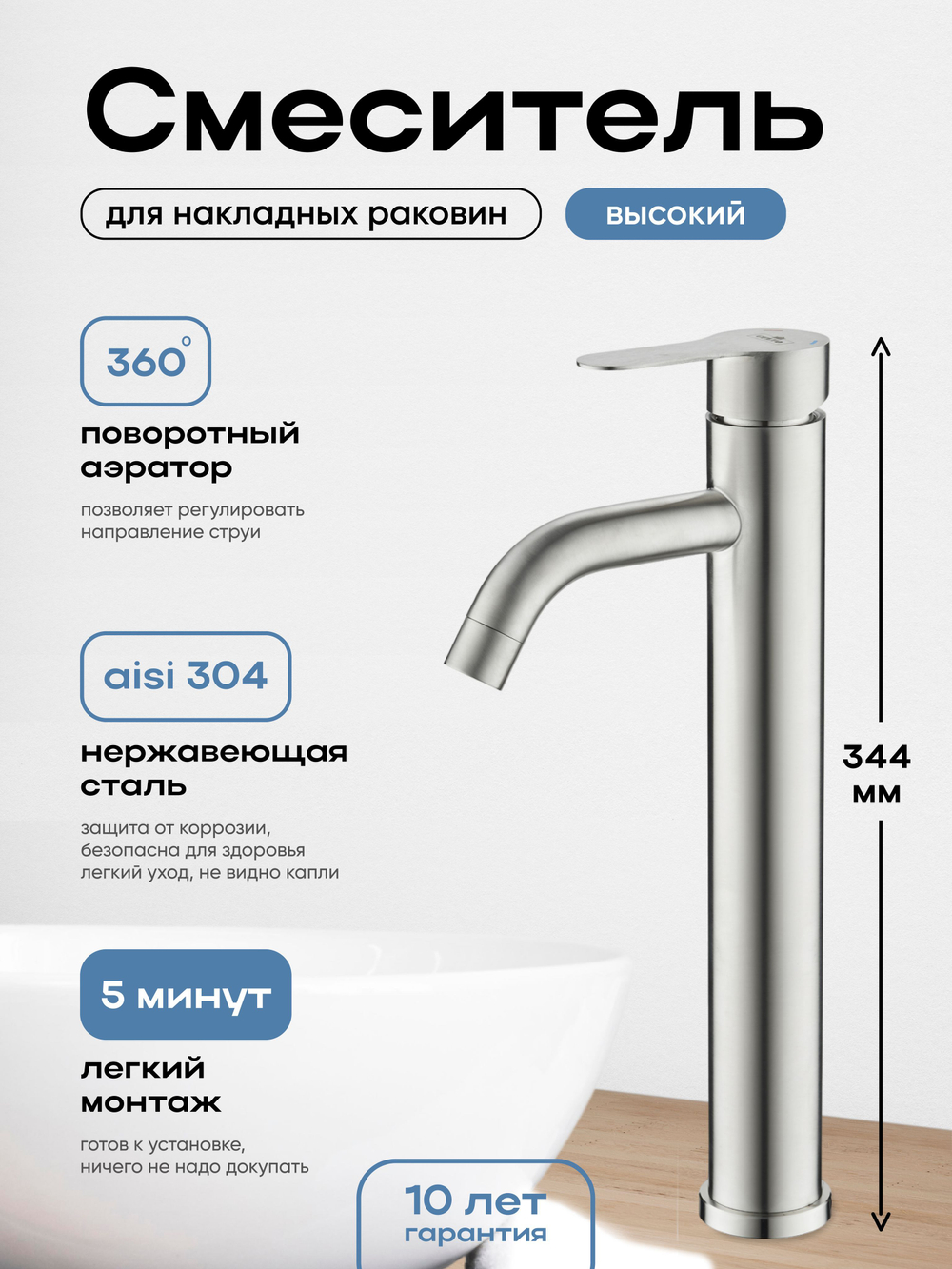 Смеситель для раковины CULTO FERRO BLACK черный