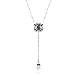 SWAN:NECKLACE PRL GRY/RHS