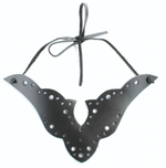 Черный резной чокер из натуральной кожи (Цвет: черный)