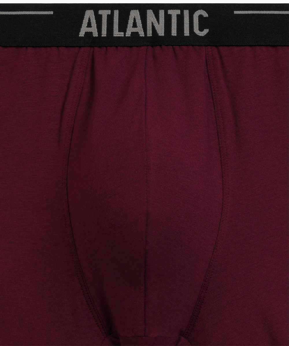 Мужские трусы шорты Atlantic, набор из 3 шт., хлопок, тёмно-фиолетовые + чёрные + тёмные хаки, 3MH-011