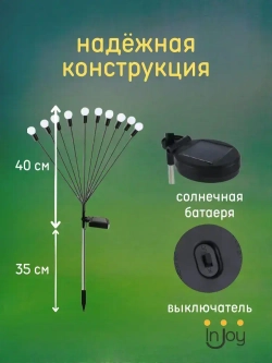 Светильник на солнечной батарее уличный 2х10 ламп Светлячок. Садовые фонарики