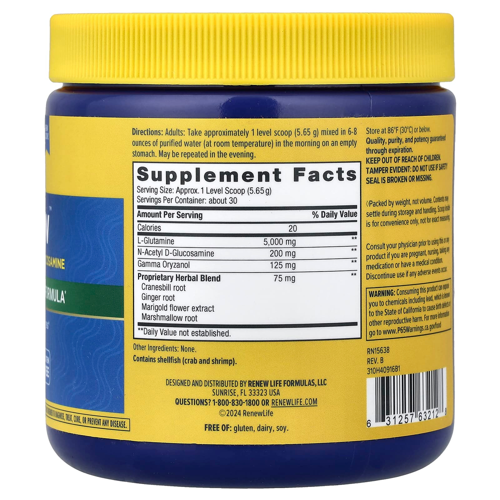 Renew Life, IntestiNew™, средство для поддержки слизистой оболочки кишечника, 169,5 г (6 унций)