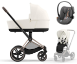 Коляска 3 в 1 Cybex Priam IV Rosegold и автокресло Cloud G i-Size Lava Grey Plus Off White