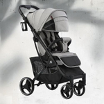 Прогулочная всесезонная коляска Baballo / Серый черная рама