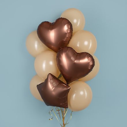 Букет шаров "Шоколадно-кремовый с сердцами и звездой"