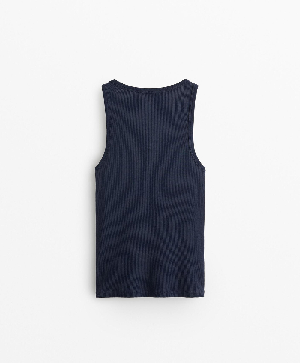 Oysho Топ без рукавов из хлопка и модала, темно-синий